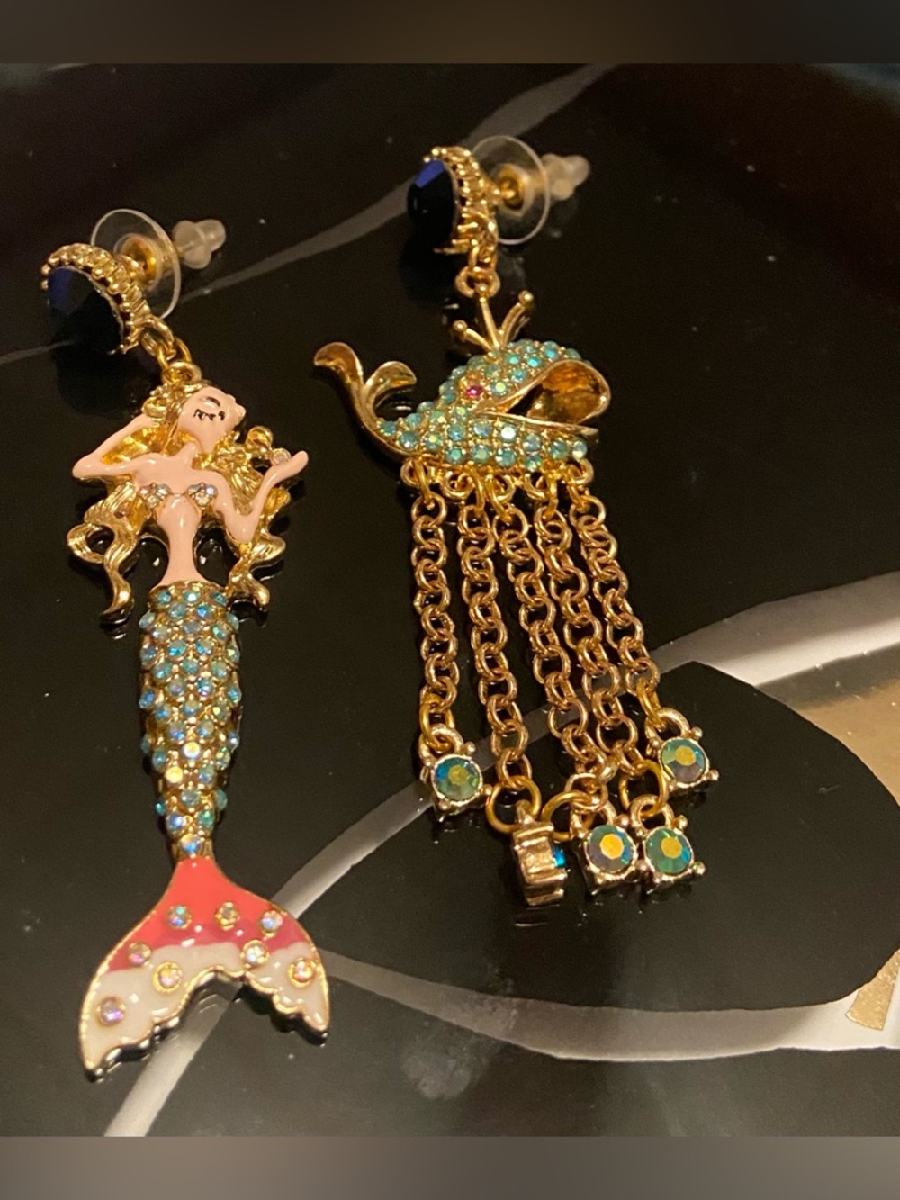 Betsey Johnson Mermaid and whale earrings #109